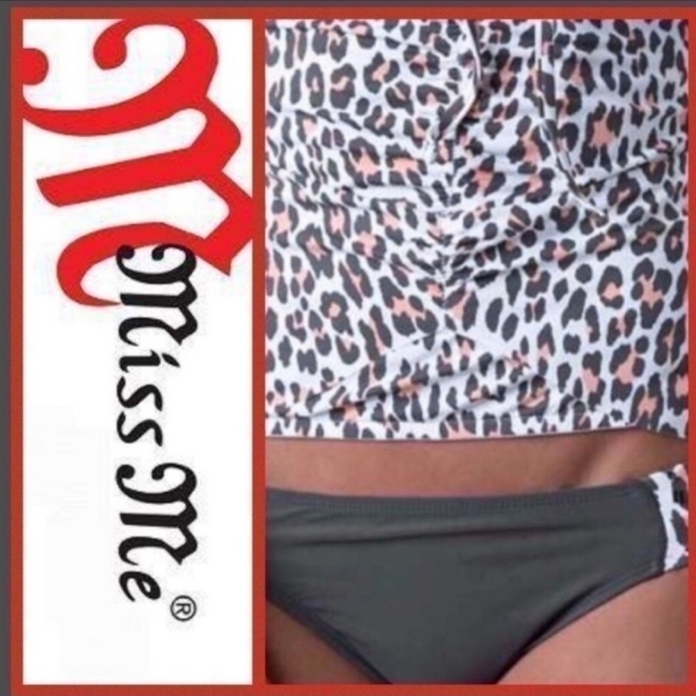 Miss Me Bathing Suit  Leapord Cheetah Animal Print Tankini Bikini Bottoms Small